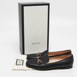 Pre Owned Gucci Black Leather Horsebit Loafers Size 38.5