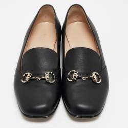 Pre Owned Gucci Black Leather Horsebit Loafers Size 38.5
