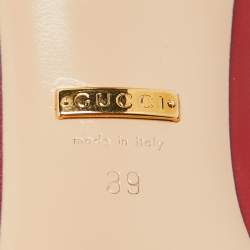 Pre Owned Gucci Red Leather Queen Margaret Bow Pumps Size 39