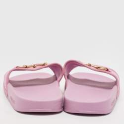 Pre Owned Gucci Purple Perforated Leather Horsebit Slides Size 39