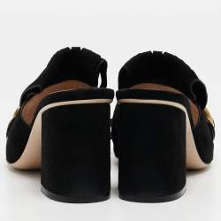 Gucci Black Suede GG Marmont Slides Size 37