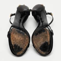 Gucci Black Leather Studded Ankle Strap Sandals Size 38