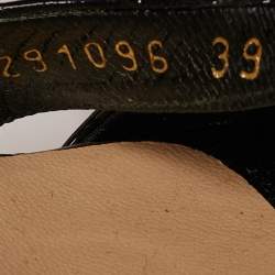 Gucci Black Microguccissima Patent Leather Penelope Espadrille Wedge Sandals Size 39