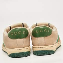 Gucci Multicolor Nubuck and Leather Screener Sneakers Size 37