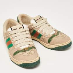 Gucci Multicolor Nubuck and Leather Screener Sneakers Size 37