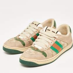 Gucci Multicolor Nubuck and Leather Screener Sneakers Size 37