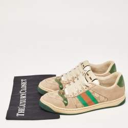 Gucci Multicolor Nubuck and Leather Screener Sneakers Size 37
