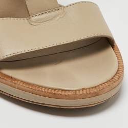Gucci Beige Leather Strappy Slide Sandals Size 38