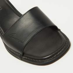 Gucci Black Leather Slide Sandals Size 39