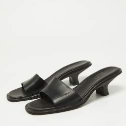 Gucci Black Leather Slide Sandals Size 39