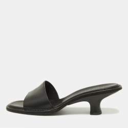 Gucci Black Leather Slide Sandals Size 39