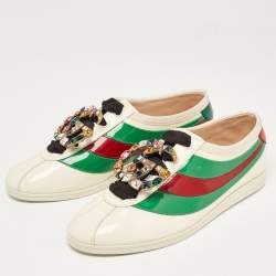 Gucci Tricolor Patent Falacer Crystal Embellished Low Top  Sneakers Size 38