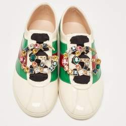 Gucci Tricolor Patent Falacer Crystal Embellished Low Top  Sneakers Size 38