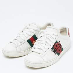 Gucci White Leather Web Ace Sneakers Size 34.5