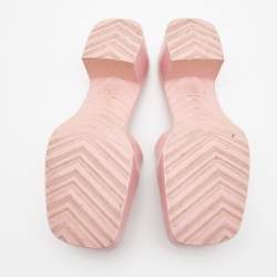Gucci Pink Rubber Embossed Logo Block Heel Slide Sandals Size 39