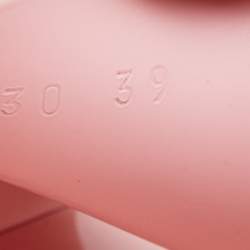 Gucci Pink Rubber Embossed Logo Block Heel Slide Sandals Size 39