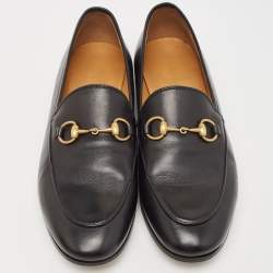 Gucci Black Leather Jordaan Loafers Size 36