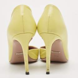 Gucci Yellow Leather Studded D'orsay Pointed Toe Pumps Size 36.5