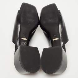 Gucci Black Patent Leather Horsebit Block Heel Slide Sandals Size 39.5