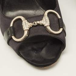 Gucci Black Satin Hollywood Peep Toe Pumps Size 36