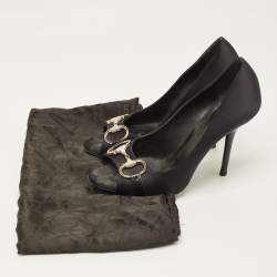 Gucci Black Satin Hollywood Peep Toe Pumps Size 36