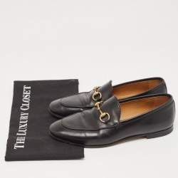 Gucci Black Leather Jordaan Slip On Loafers Size 36