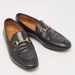 Gucci Black Leather Jordaan Slip On Loafers Size 36