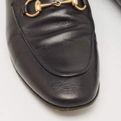 Gucci Black Leather Jordaan Slip On Loafers Size 36