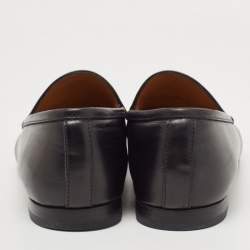 Gucci Black Leather Jordaan Slip On Loafers Size 36