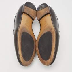 Gucci Black Leather Jordaan Slip On Loafers Size 36