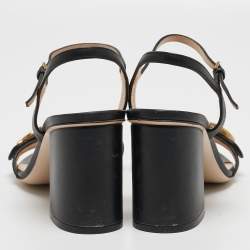 Gucci Black Leather GG Marmont Black Heel Ankle Strap Sandals Size 39