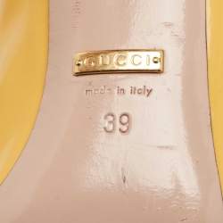 Pre Owned Gucci Yellow Patent Leather Horsebit Peep Toe Pumps Size 39