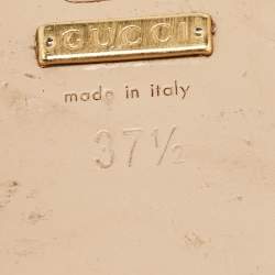 Pre Owned Gucci Gold Crinkled Leather GG Marmont Flat Mules Size 37.5
