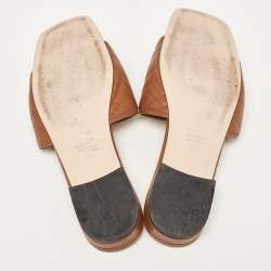 Gucci Brown Matelasse Leather GG Marmont Flat Slides Size 41