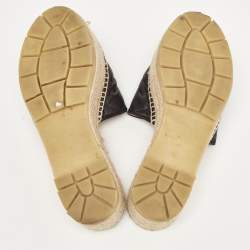 Gucci Black Leather GG Marmont  Slide Espadrilles Size 39.5 