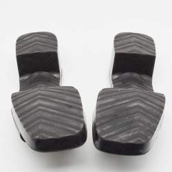 Gucci Black Rubber Logo Embossed Platform Slide Sandals Size 38