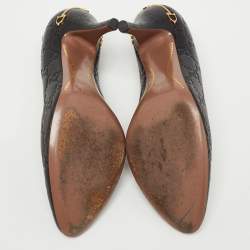 Pre Owned Gucci Black Guccissima Leather Horsebit Pumps Size 39