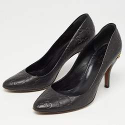 Pre Owned Gucci Black Guccissima Leather Horsebit Pumps Size 39