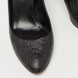 Pre Owned Gucci Black Guccissima Leather Horsebit Pumps Size 39