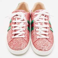 Gucci Tri Color Glitter  and Leather Ace Low Top Sneakers Size 38.5