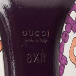 Gucci Multicolor Satin Horsebit Peep Toe Pumps Size 38.5