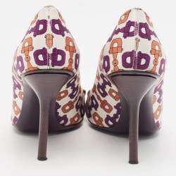Gucci Multicolor Satin Horsebit Peep Toe Pumps Size 38.5