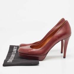 Gucci Burgundy Leather Round Toe Platform Pumps Size 39