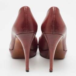 Gucci Burgundy Leather Round Toe Platform Pumps Size 39