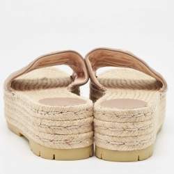 Gucci Beige Matelasse GG Marmont Espadrille Platform Slides Size 40.5
