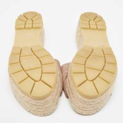 Gucci Beige Matelasse GG Marmont Espadrille Platform Slides Size 40.5