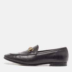 Gucci Black Leather Jordaan Loafers Size 39