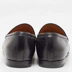 Gucci Black Leather Jordaan Loafers Size 39