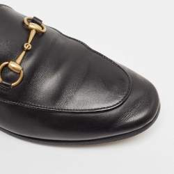 Gucci Black Leather Jordaan Loafers Size 39