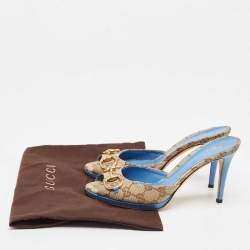 Pre Owned Gucci Tricolor GG Canvas New Hollywood Slide Sandals Size 38.5